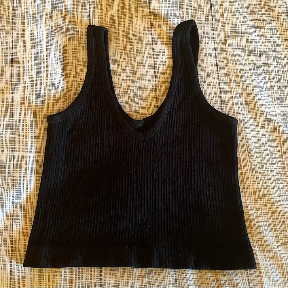 Urban Outfitters Drew seamless ribbed black bra top